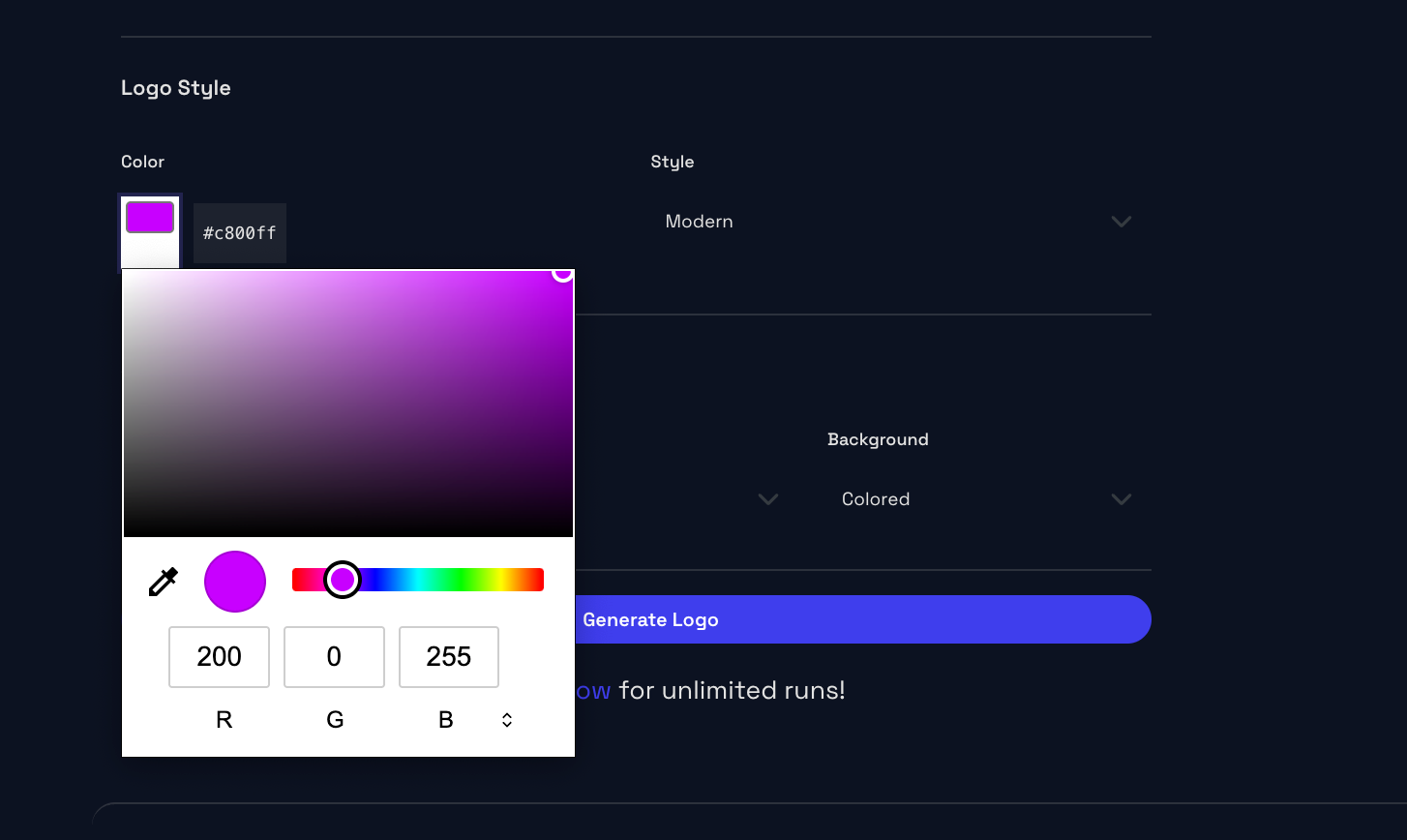 Select Customized Colors from the Color Wheel