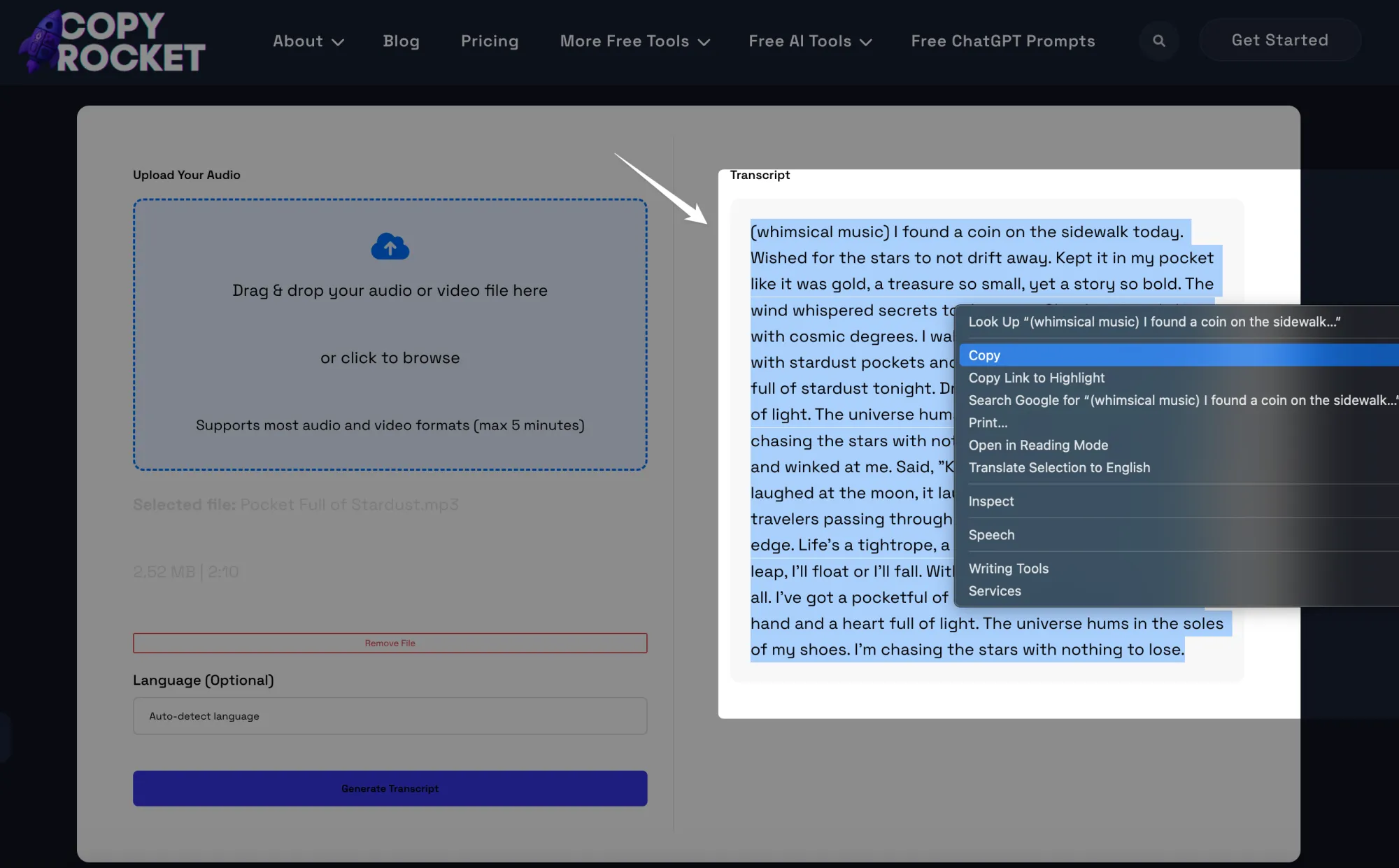 Copy Transcripts