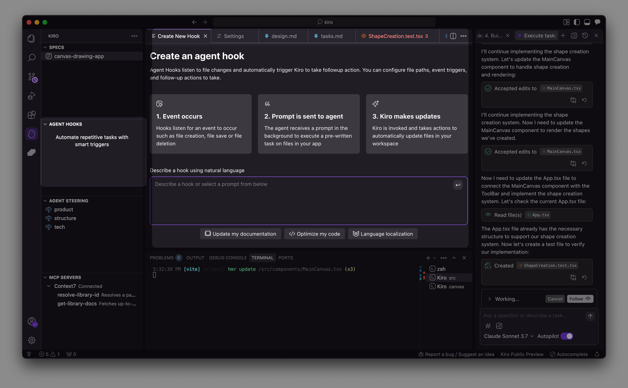 Kiros Agent Hooks for Automated Tasks