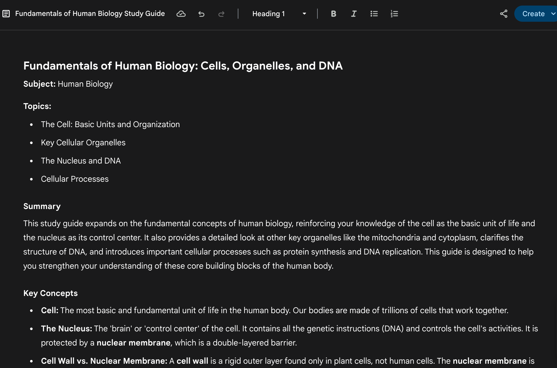 Comprehensive Study Guide inside gemini app
