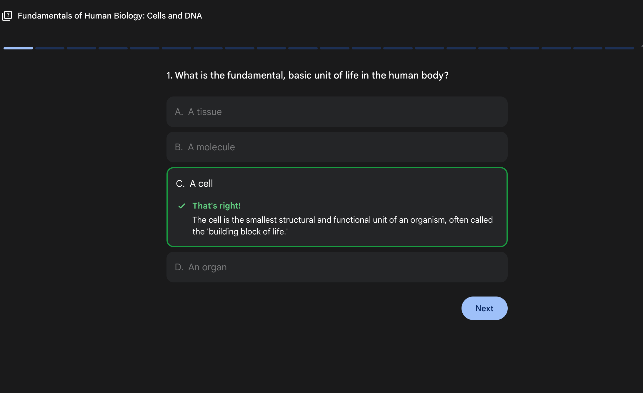 Quiz tool inside gemini