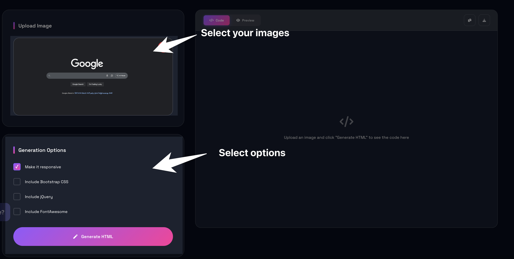 Free Image to HTML Generator