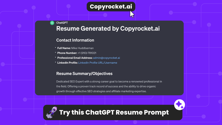 Try this ChatGPT Resume Prompt to Create CV In 1 click