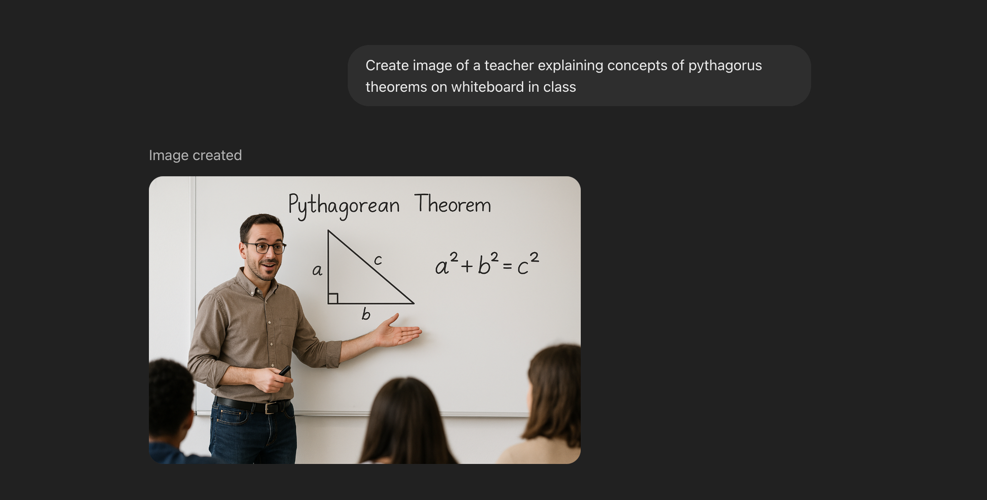 AI Image of Pythagorus Theorem generated by GPT4o