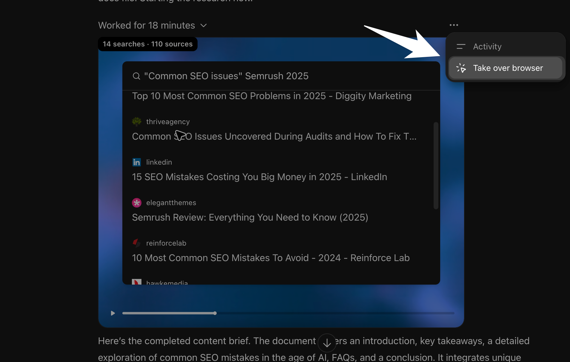 ChatGPT Agent Take over browser
