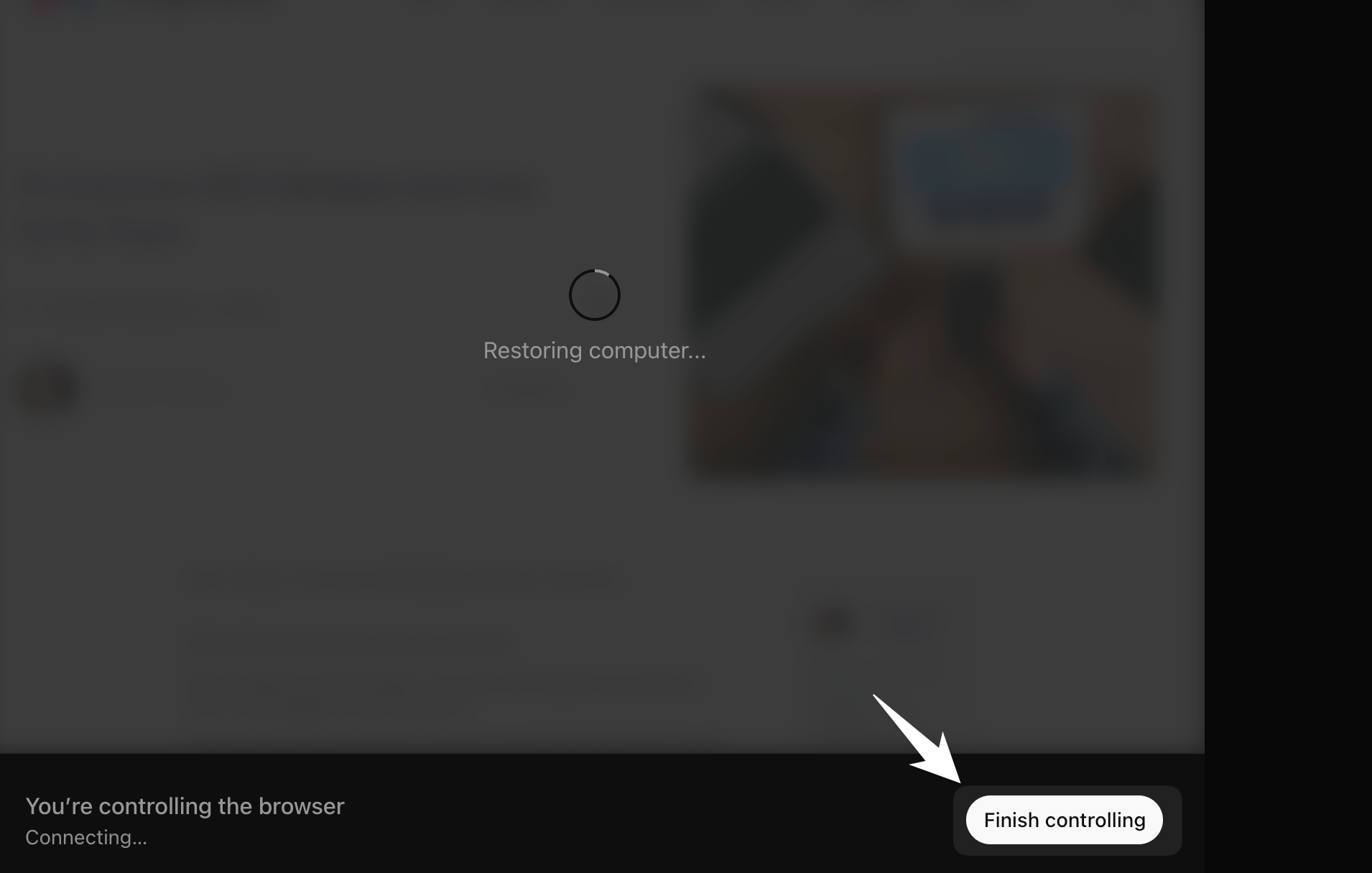 ChatGPT Agent finish controlling