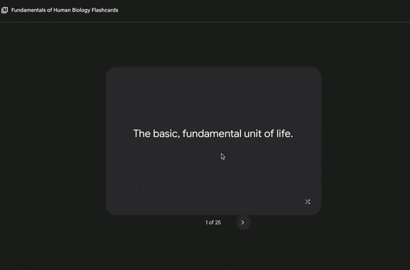 Learn with Flashcards using Gemini app