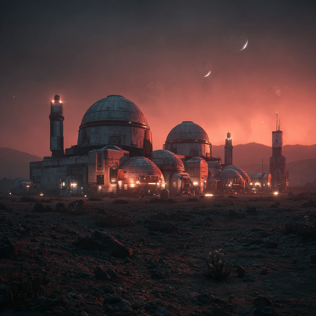 Mars Colony at Dusk