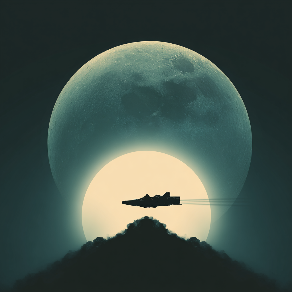 Minimalist Spaceship Silhouette