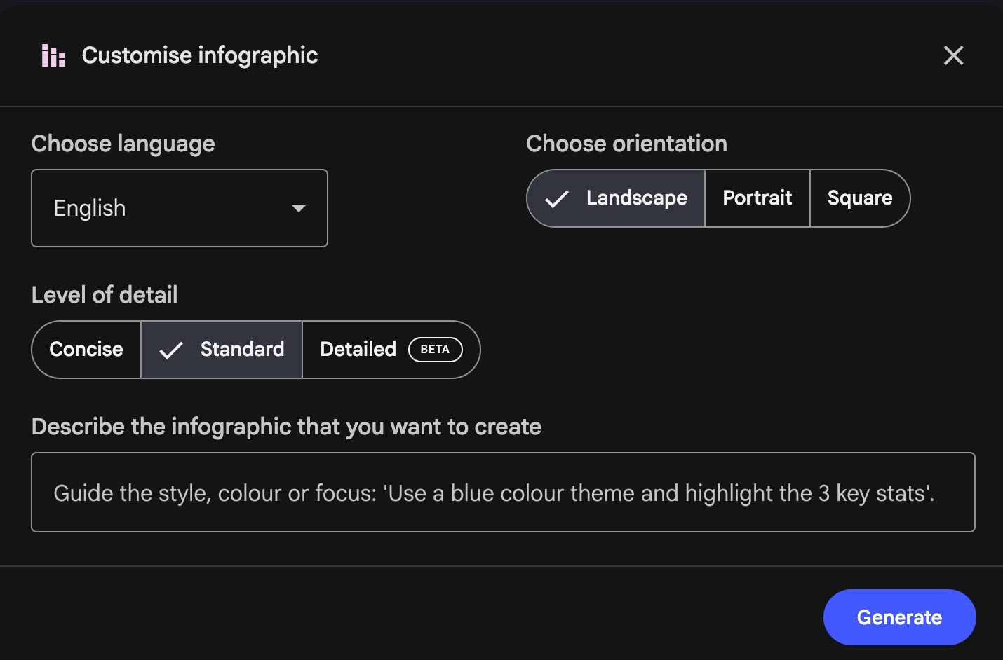 Customise infographic