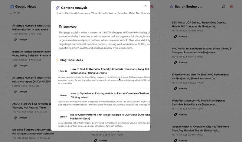 Screenshot showing Analyze Trends with AI