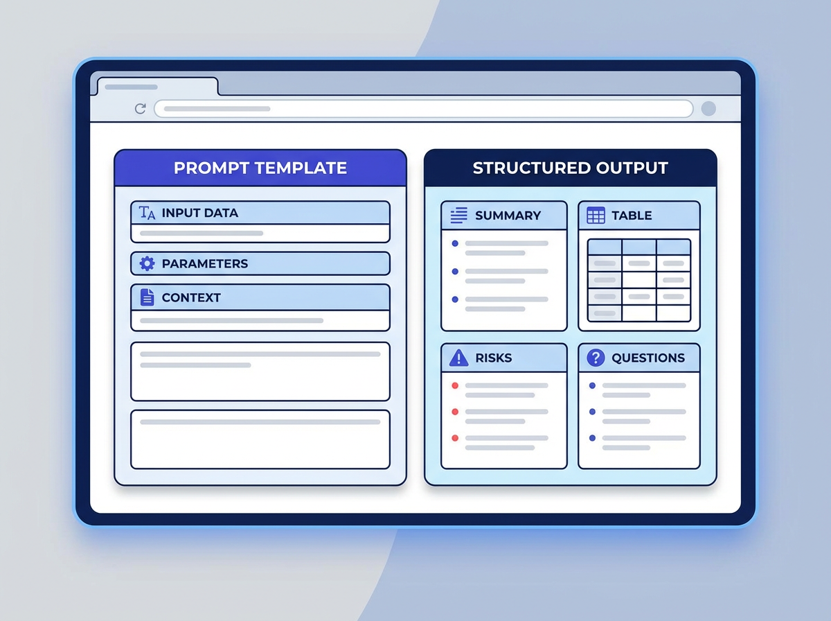 10 NotebookLM Hacks You must Know: prompt template block beside structured output with summary, table, risks, questions