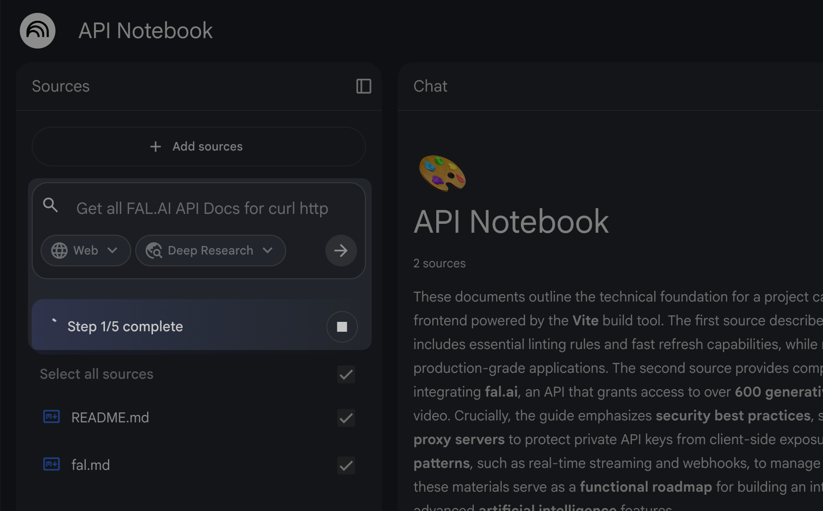 Use Deep research to scrape web for docs