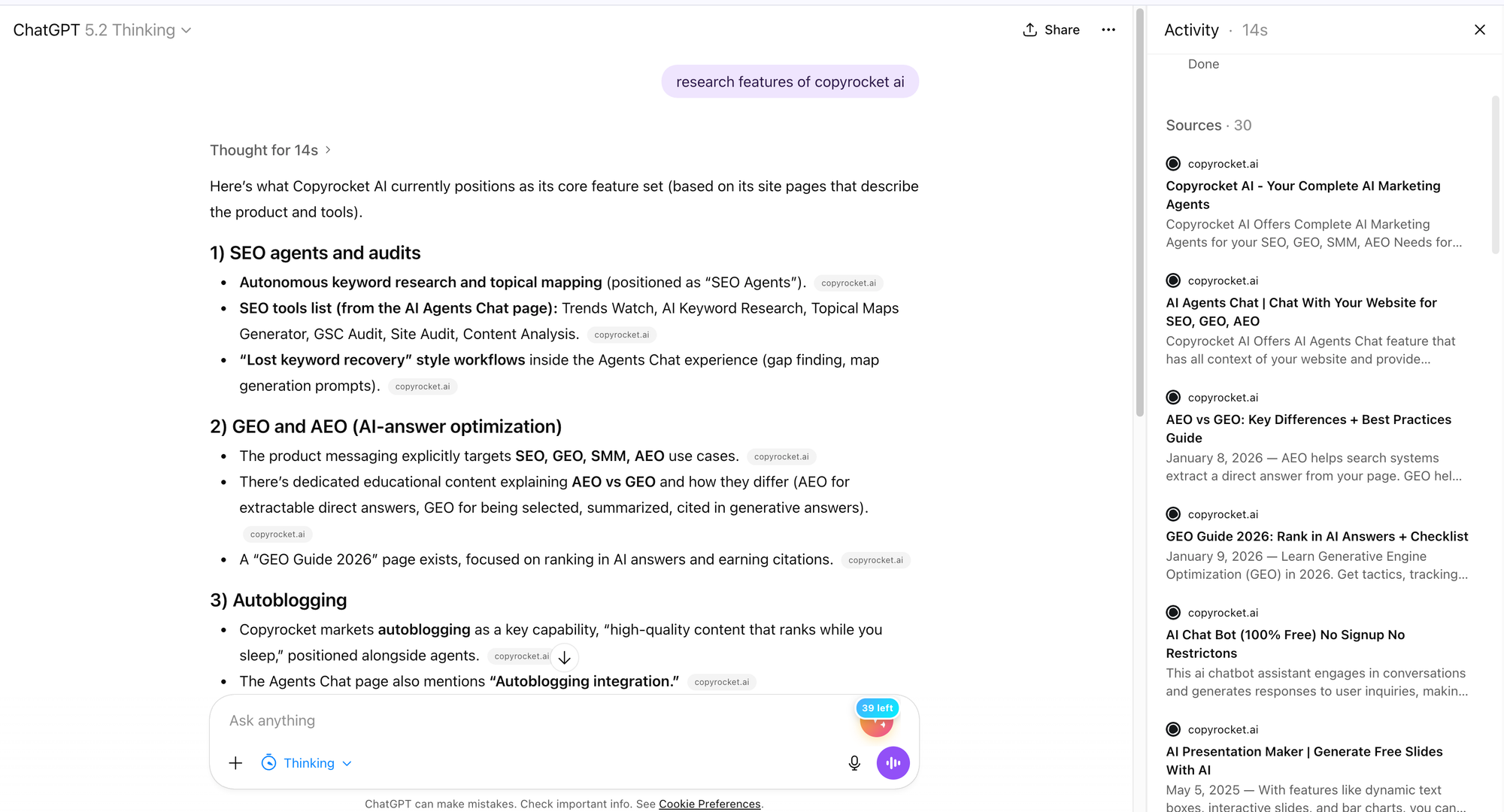 Screenshot showing ChatGPT Search